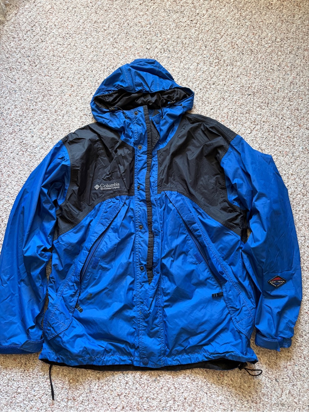 Columbia blue Omni-tech waterproof storm dry winter coat rain jacket men’s large